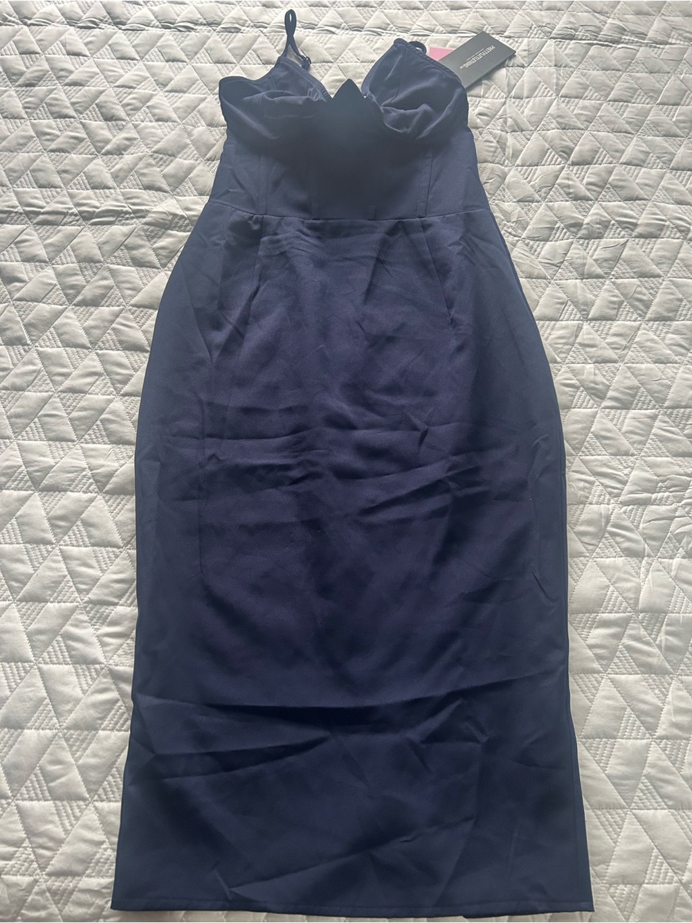 Pretty Little Thing Navy Bodycon Midi Dress